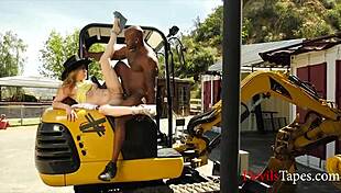 Skinny teen step daughter shows appreciation to her black father-in-law in interracial old and young scene