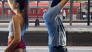 Casal's Bold Public Sex at Train Terminal