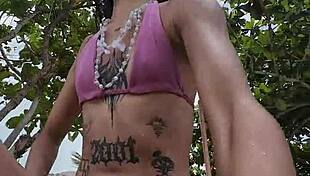 Beauty asian girl shows off huge dildo in homemade video