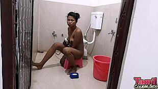 pretty indian college girl sucks cock deep in shower