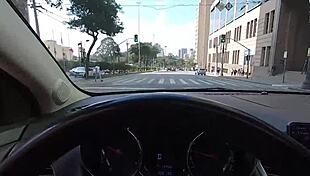 cleo cadillac flashes her big tits and ass on the street ride