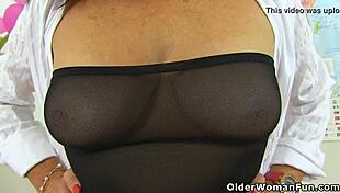 British granny georgie nylons dildos her arse and pussy in office