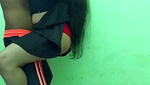 Horny Indian girl with big ass fucking hard in school skirt!