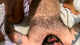 Big oiled boobs and perfect pussy get fucked in doggystyle. Brunette bends over for cum on ass orgasm in POV.