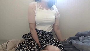 curvy asian beauty couldn't stop craving, so she played solo on blanket