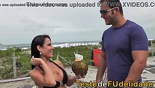 African Brunette With Big Ass Gets Blowjob And Ass Fucking On The Brazilian Beach.