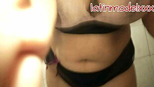 Sensual posing of huge tits and big ass in lingerie