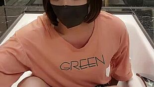 shemale ting xuan relaxes in the bathtub with her skirt on, masturbating barefoot while showing off her feet