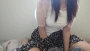 curvy asian beauty couldn't stop craving, so she played solo on blanket
