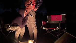 Fat curvy amateur fucks in public camping outdoor trying to get caught