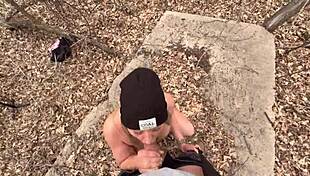 Stripping naked and getting fucked in the forest