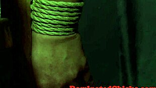 Submissive babe bound and disciplined by dominant man