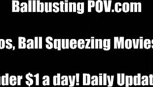 Femdom Slaps Balls Roughly In BDSM POV