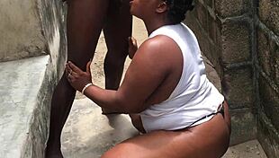 chubby slut shows boobs and ass to entice neighbor's huge bbc