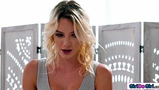 Busty masseuse stunned by butt plug in client's ass during steamy session