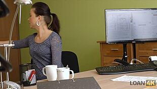 brunette teen fingering in office casting for sex cash