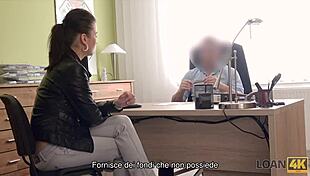 brunette teen fingering in office casting for sex cash