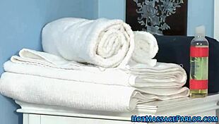 Intriguing masseuse's pussy tasted during high definition massage with sucking and handjob