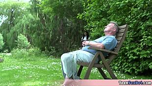 cute brunette nurse helps older patient with treatment