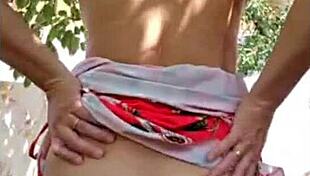 Blonde Milf Masturbates Outdoors with Natural Tits