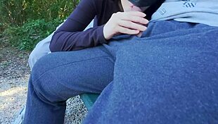 Outdoor hiking turns into blowjob fun with asian girlfriend 😘