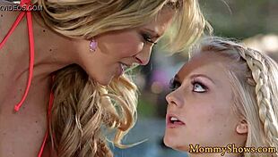 busty stepmom queening lesbian teen outdoors with face sitting