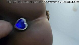 i play with my black dildo on bed