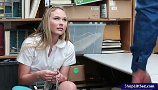 Blonde Teen 18+ Babe Alyssa Cole In Uniform Gets Handjob And Blowjob From Perv Police Officer At Office