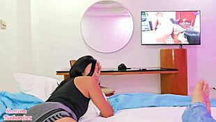 My friend and i watch hot videos, get excited, and end up fucking with creampie