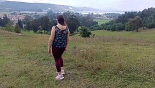 In the forest, amateur mother-in-law exposes herself to stepson. Lets him touch big tits, ass, huge pussy