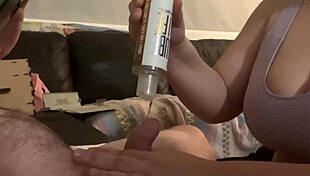 Mature Chubby Woman In Sports Bra Gets Titty Fuck And Orgasms