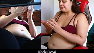 Curvy latina piggy is gaining weight while studying