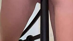 grinding bed post with my wet little 18+ pussy while imagining huge insertion