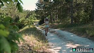 Busty Forest Nymph Pleasures Herself By The Road!