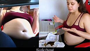 Curvy latina piggy is gaining weight while studying