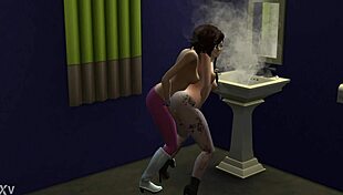 Want to see fresh pussy in the Sims 4 public toilet?