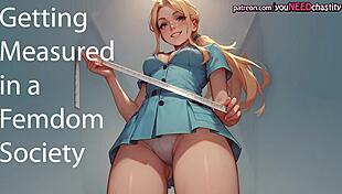 Discover the secrets of femdom society as she measures for your chastity cage.