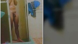 skinny guy masturbates in shower until cumming