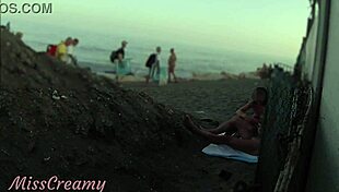 Flashing Cock At Stepdaughter On Public Beach And She Helps With Cumshot