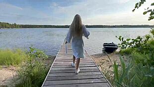 Outdoor Adventure With Hot Blonde In Fishnet