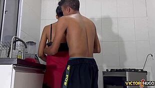 married woman moans loudly in the kitchen before taking big cock in her greedy ass