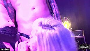 Femdom Sinn Sage shares cock with blonde girlfriend Ruby in lingerie