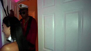 horny hotwife bunny is playing with another black boy's big cock while cheating