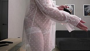 Busty milf shakes her big ass in different panties and sexy outfit