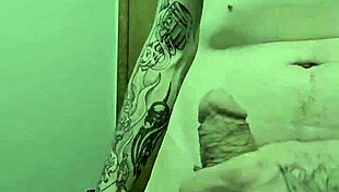 the skinny girl with small waist strips naked in the bathroom, exposing her body to the big cock