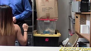 Tattooed milf shoplifter gets fucked by thick cock.