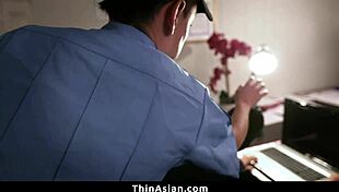 Cute Asian Teen Plays Prank on Security Guard at Work