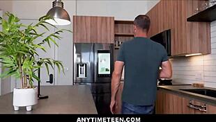 Latina teen stepdaughters let stepdad use them freely in kitchen