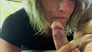 streetwalker gives a bbbj spits it out on his dick then sucks it off again