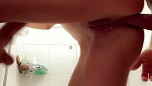 Skinny ass fucked in bathroom creampie